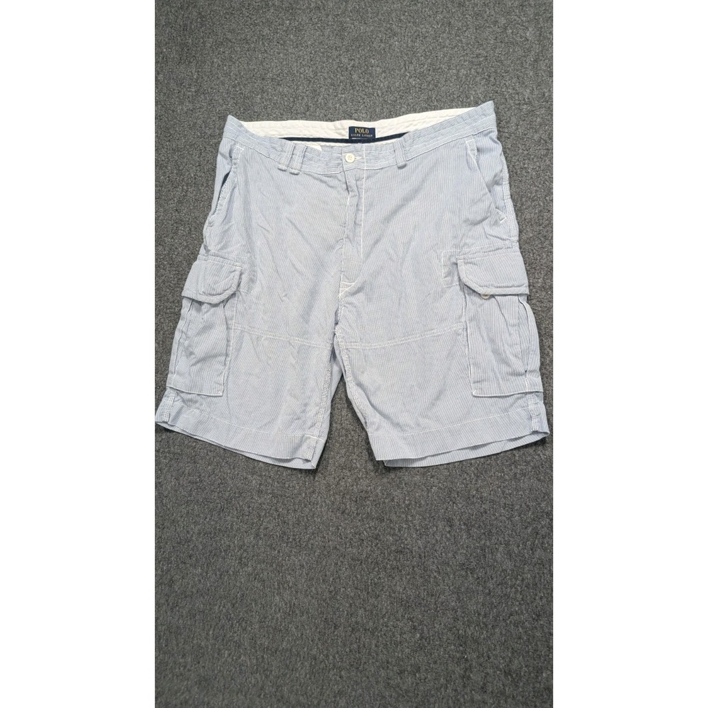 Polo Ralph Lauren Shorts Men's Blue White 42T Seersucker Cargo Chinos Old Money